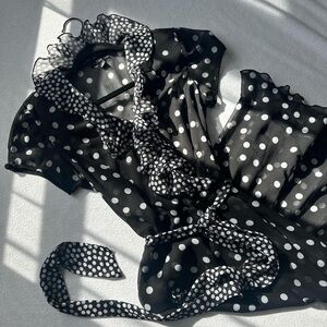 J.B.S. Black Dress with White Polka Dots